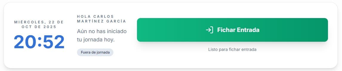 Dashboard FichMe para control horario en hostelería