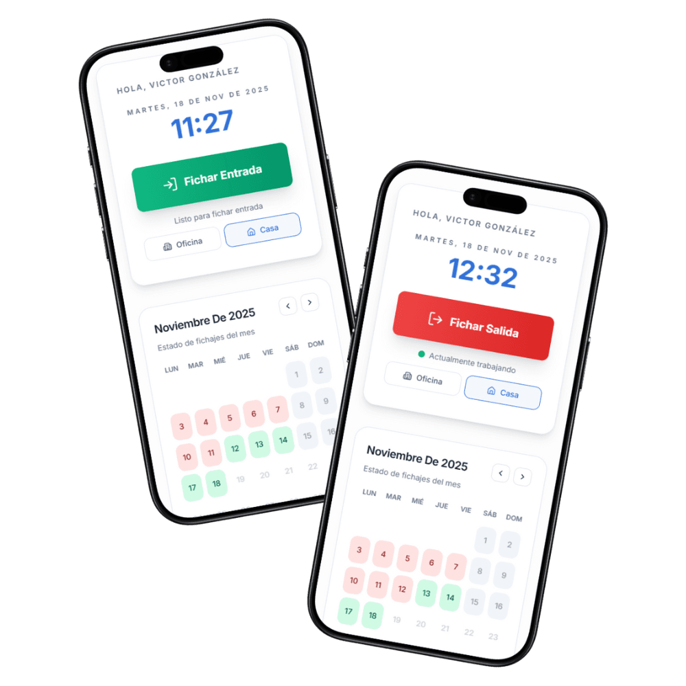 Panel móvil de control horario y fichajes de FichMe