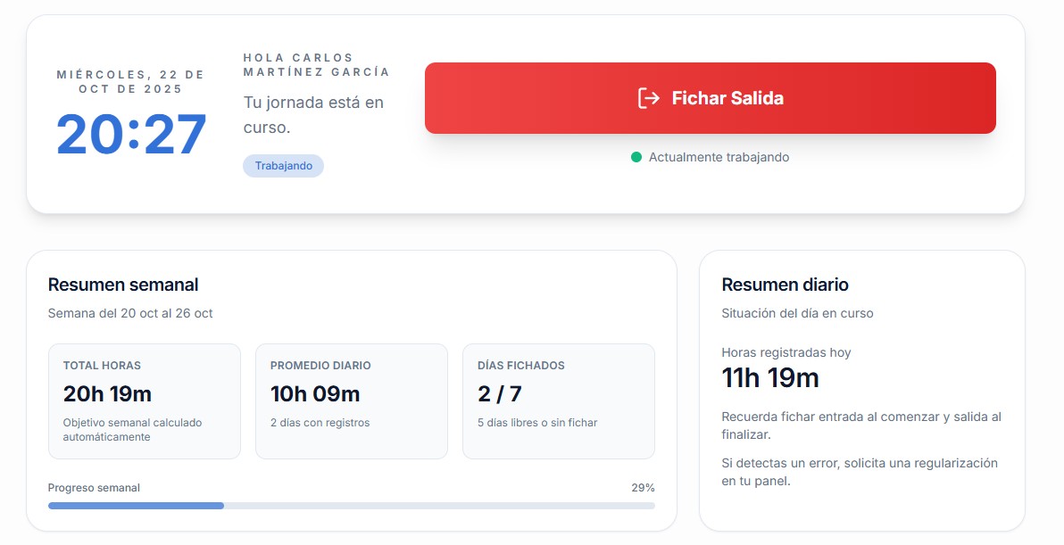Fichar es tan simple como un clic